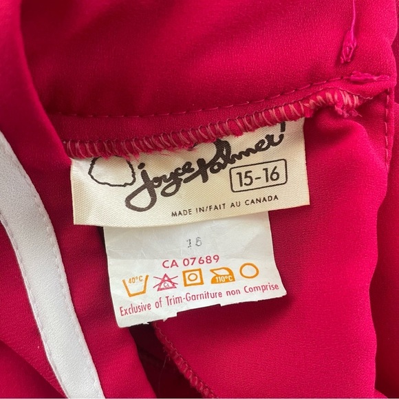 Vintage Joyce Palmer Fuchsia Pink Chiffon Midi Dress Long Sleeve Medium 80s 90s - Picture 11 of 12